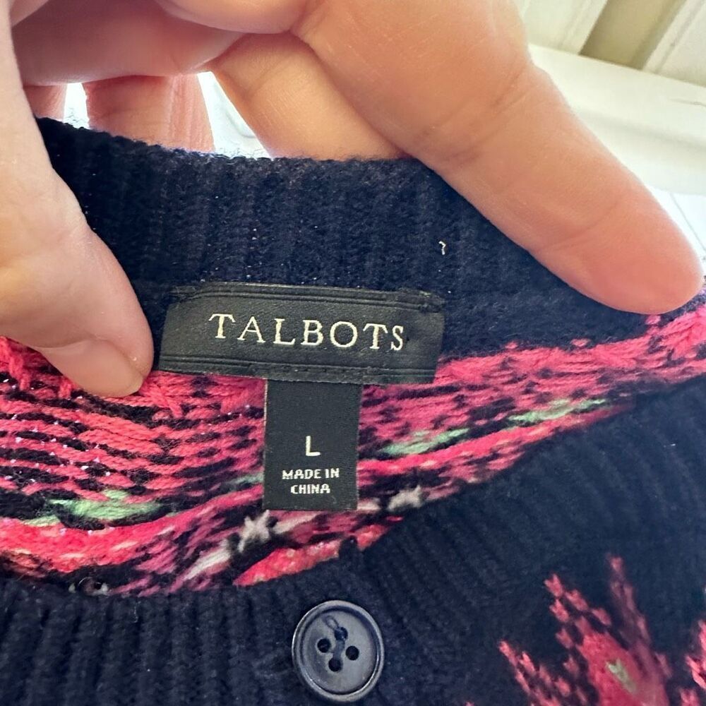 Talbots Multicolor Fair Isle Pattern Lambswool Bl… - image 5